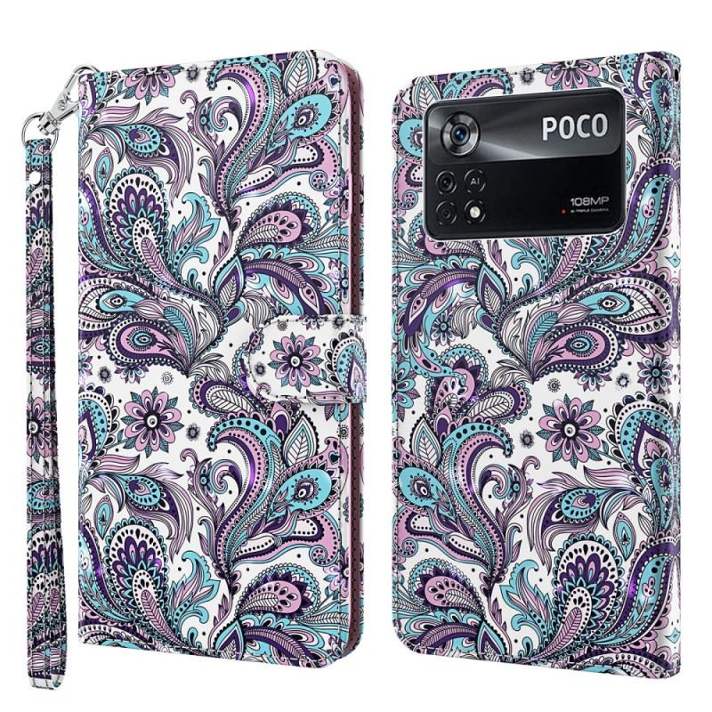 Capa Folio Para Poco X4 Pro 5G De Cordão Padrão De Tiras