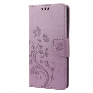 Capa Folio Para Poco X4 Pro 5G De Cordão Tanga Floral Borboletas