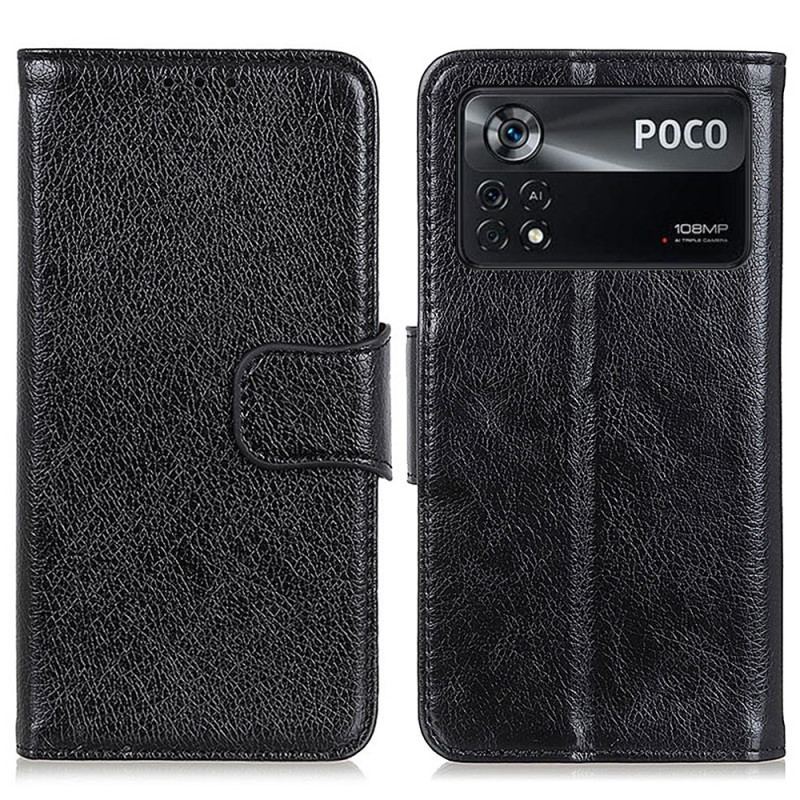 Capa Folio Para Poco X4 Pro 5G Couro Napa Rachado