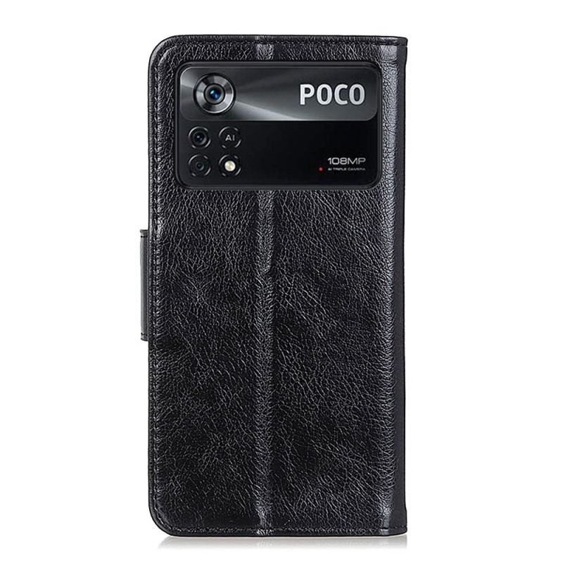 Capa Folio Para Poco X4 Pro 5G Couro Napa Rachado