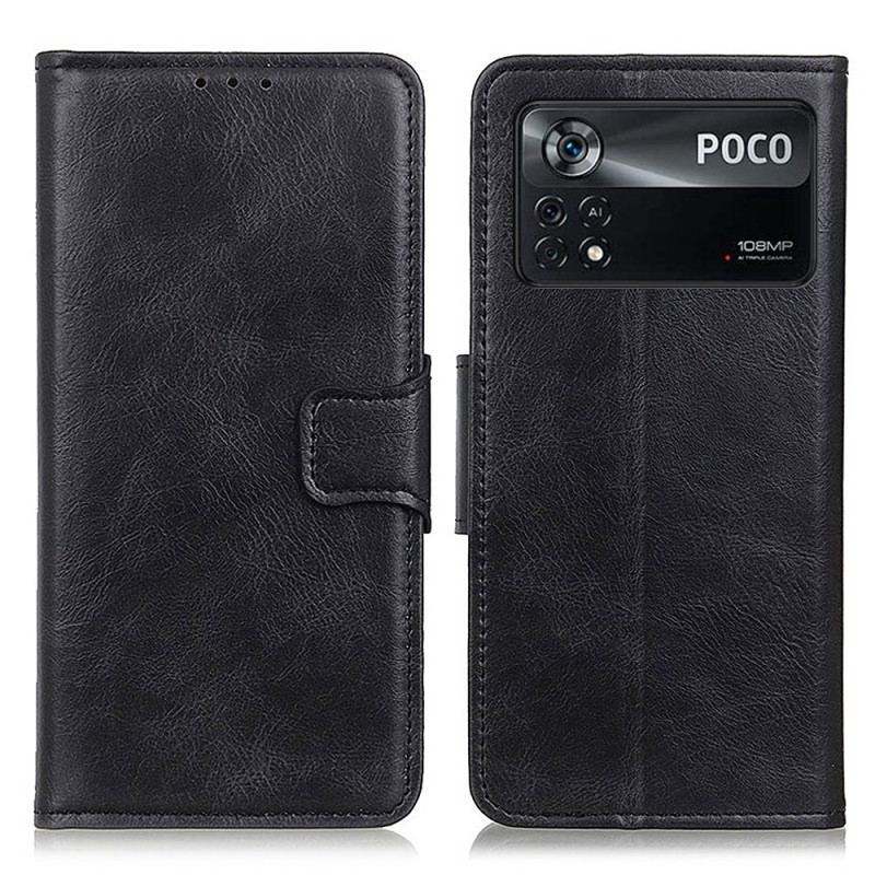 Capa Folio Para Poco X4 Pro 5G Fecho De Couro Estilo Reversível