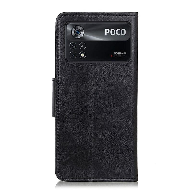 Capa Folio Para Poco X4 Pro 5G Fecho De Couro Estilo Reversível