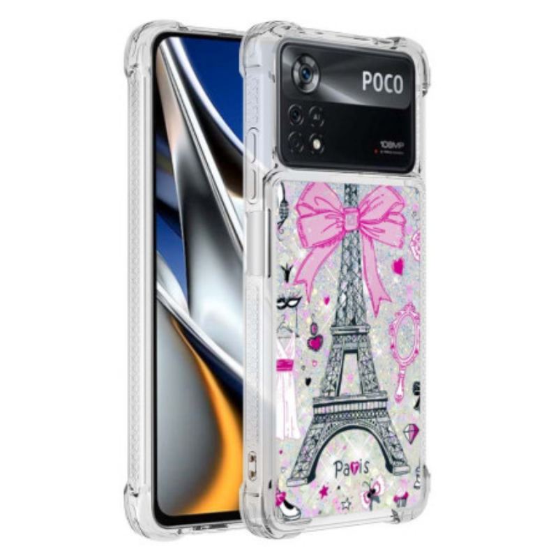 Capa Para Poco X4 Pro 5G As Lantejoulas Da Torre Eiffel