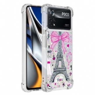 Capa Para Poco X4 Pro 5G As Lantejoulas Da Torre Eiffel