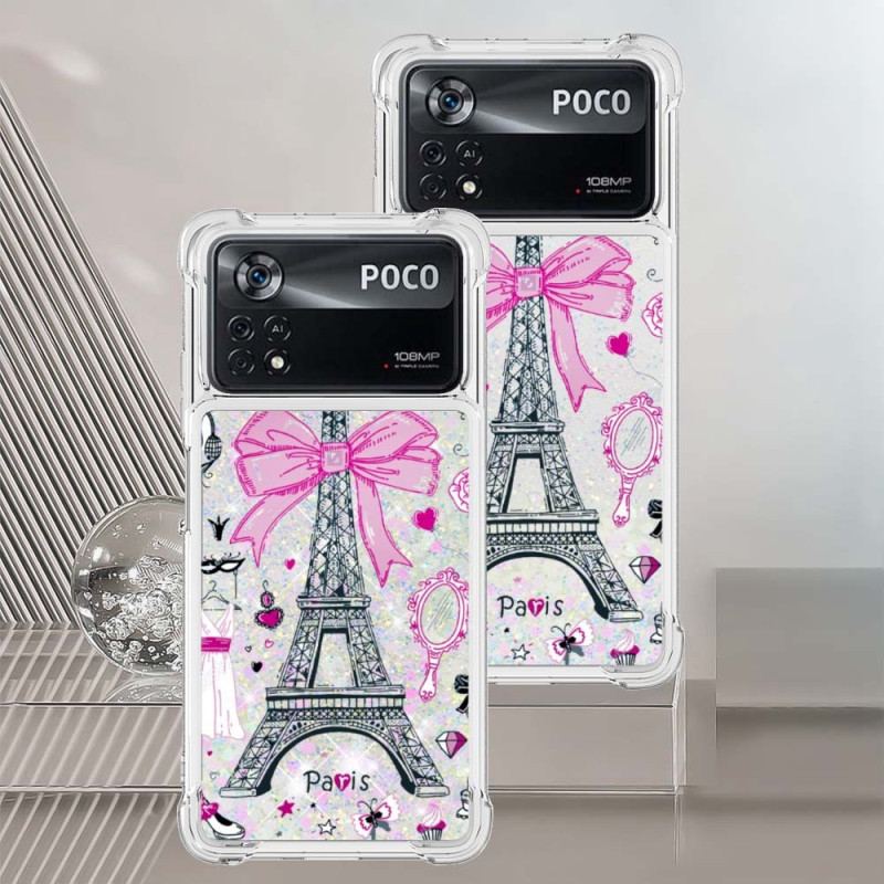 Capa Para Poco X4 Pro 5G As Lantejoulas Da Torre Eiffel