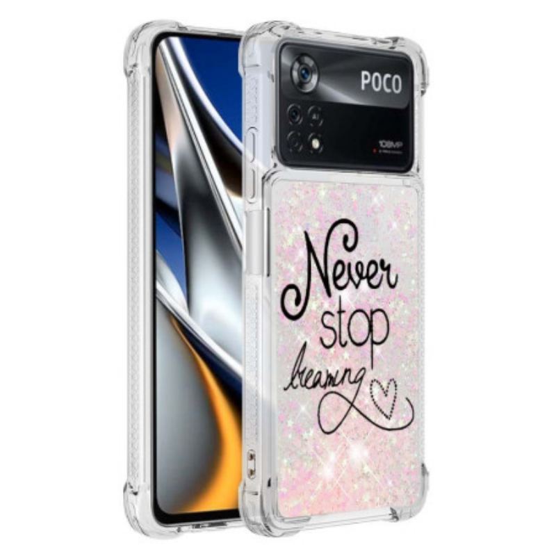 Capa Para Poco X4 Pro 5G Nunca Pare De Sonhar Com Glitter