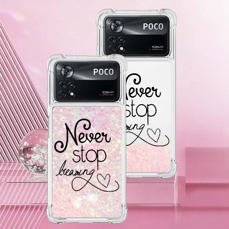 Capa Para Poco X4 Pro 5G Nunca Pare De Sonhar Com Glitter