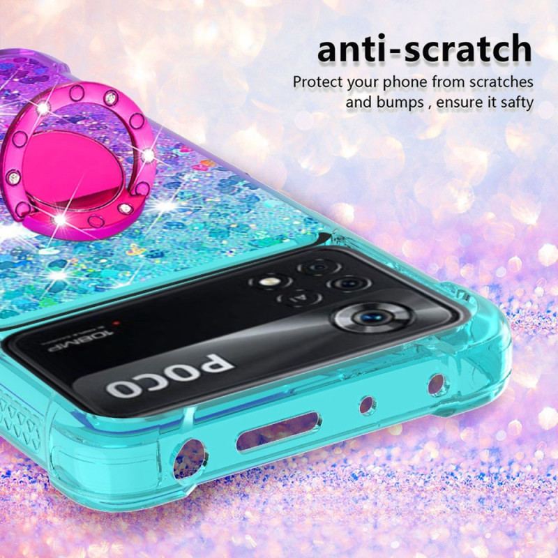 Capa Para Poco X4 Pro 5G Suporte De Anel Glitter