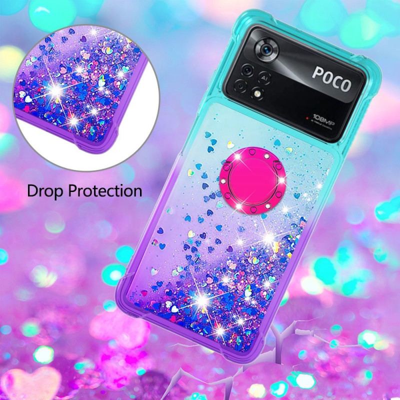 Capa Para Poco X4 Pro 5G Suporte De Anel Glitter