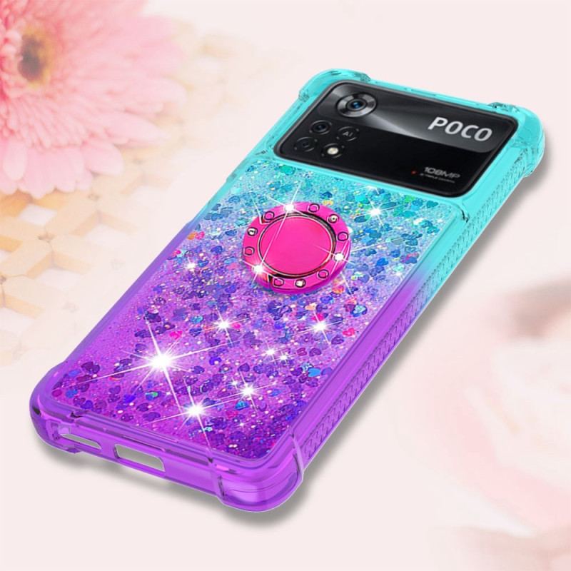 Capa Para Poco X4 Pro 5G Suporte De Anel Glitter