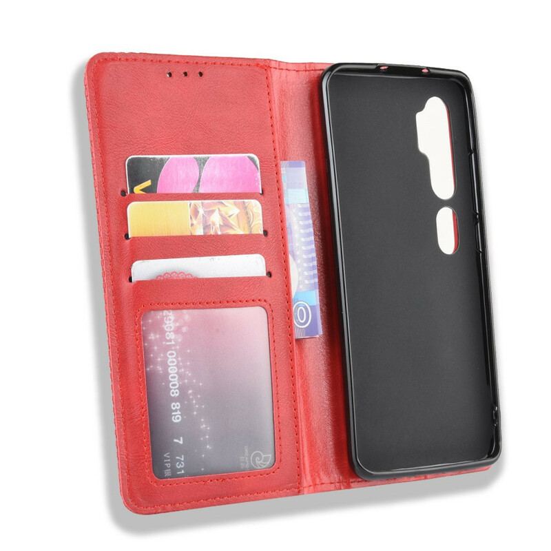 Capa De Celular Para Xiaomi Mi Note 10 / 10 Pro Flip Efeito Couro Vintage Estilizado