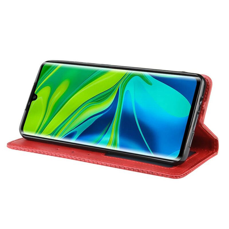 Capa De Celular Para Xiaomi Mi Note 10 / 10 Pro Flip Efeito Couro Vintage Estilizado