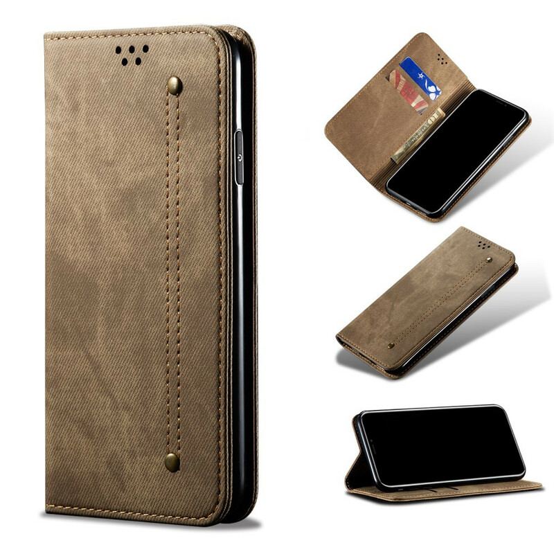 Capa De Celular Para Xiaomi Mi Note 10 / 10 Pro Flip Tecido Jeans