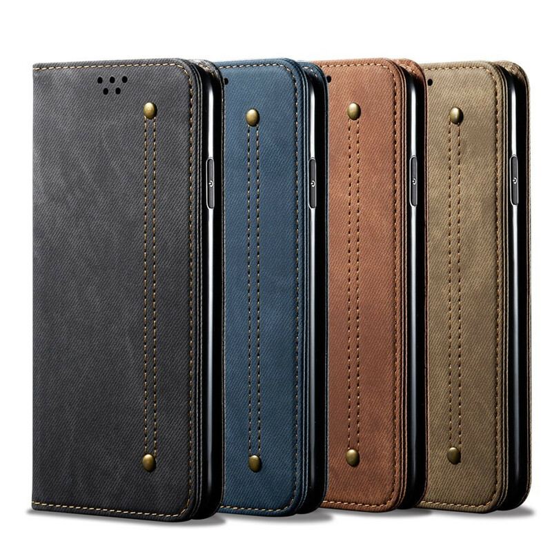 Capa De Celular Para Xiaomi Mi Note 10 / 10 Pro Flip Tecido Jeans