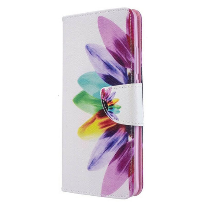 Capa De Couro Para Xiaomi Mi Note 10 / 10 Pro Flor Aquarela