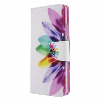 Capa De Couro Para Xiaomi Mi Note 10 / 10 Pro Flor Aquarela