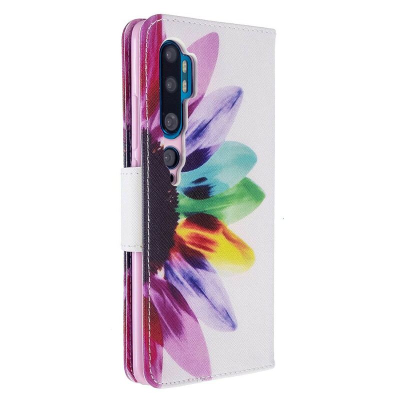 Capa De Couro Para Xiaomi Mi Note 10 / 10 Pro Flor Aquarela