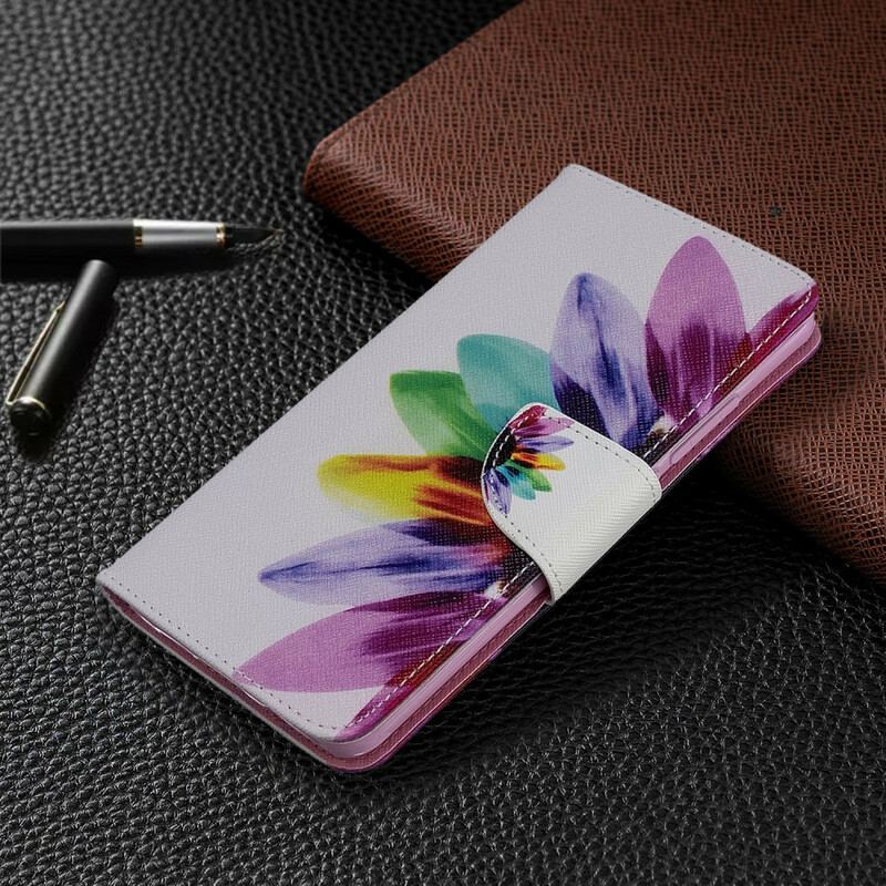 Capa De Couro Para Xiaomi Mi Note 10 / 10 Pro Flor Aquarela