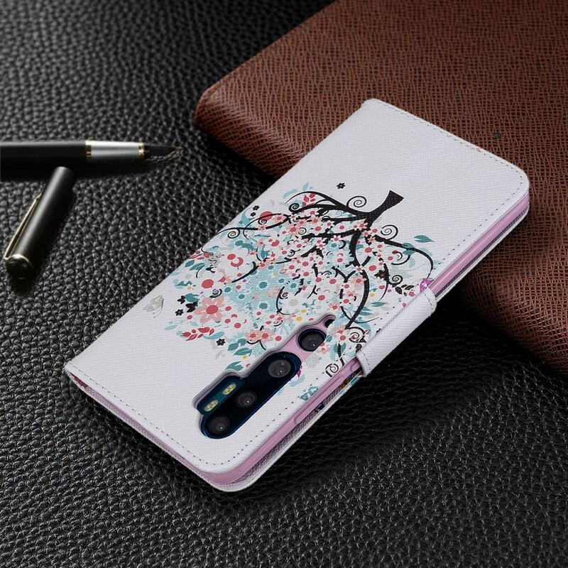 Capa Em Pele Para Xiaomi Mi Note 10 / 10 Pro Árvore Florida