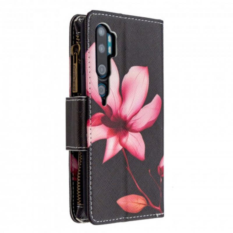 Capa Flip Para Xiaomi Mi Note 10 / 10 Pro Bolso Com Zíper Flor