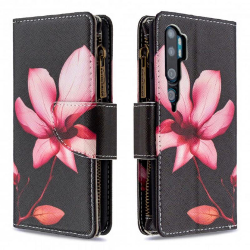 Capa Flip Para Xiaomi Mi Note 10 / 10 Pro Bolso Com Zíper Flor