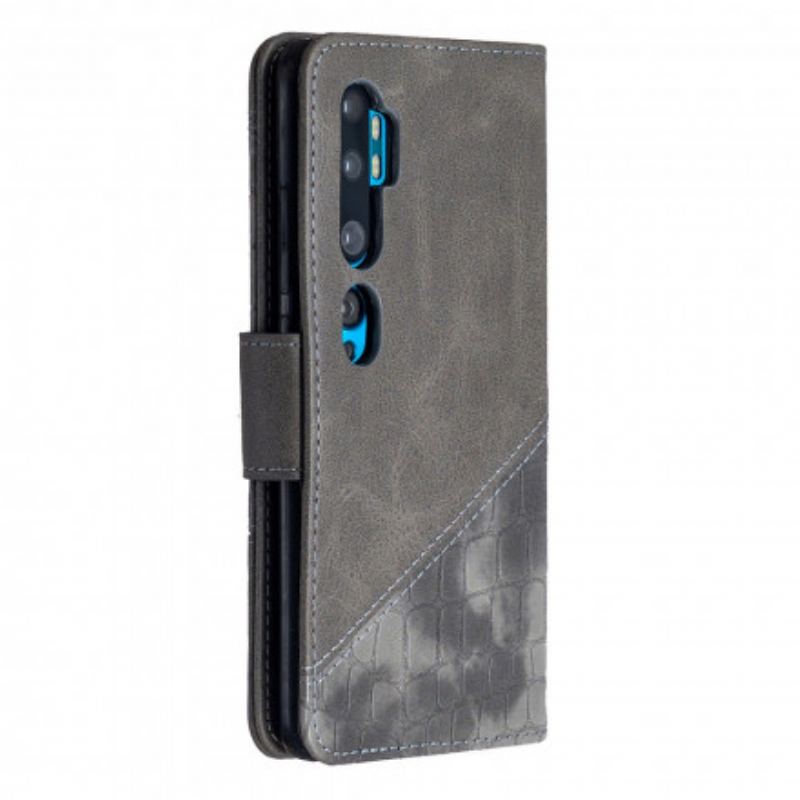 Capa Flip Para Xiaomi Mi Note 10 / 10 Pro Efeito Clássico De Pele De Crocodilo