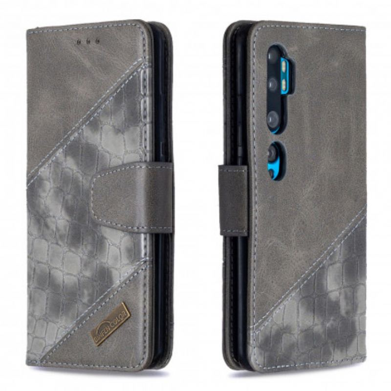 Capa Flip Para Xiaomi Mi Note 10 / 10 Pro Efeito Clássico De Pele De Crocodilo