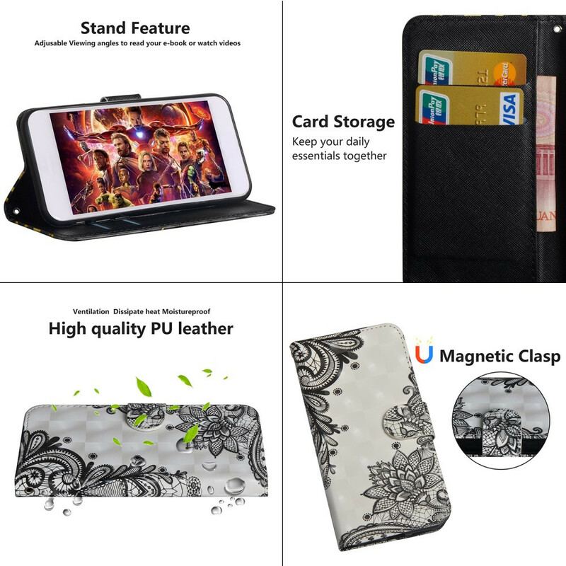 Capa Flip Para Xiaomi Mi Note 10 / 10 Pro Renda Chique