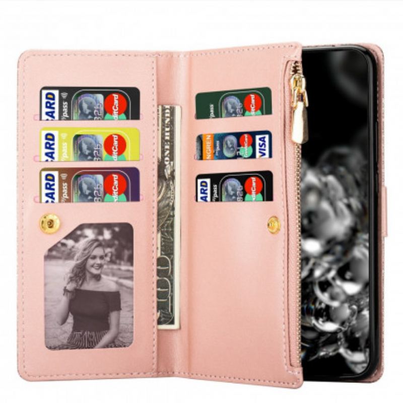 Capa Flip Para Xiaomi Mi Note 10 / 10 Pro Capa Tipo Carteira Carteira Com Zíper De Lantejoulas