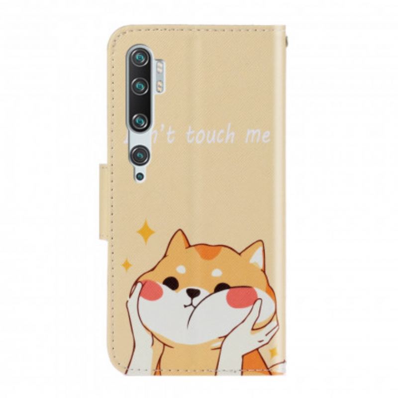 Capa Folio Para Xiaomi Mi Note 10 / 10 Pro De Cordão Gato Não Me Toque Com Alça