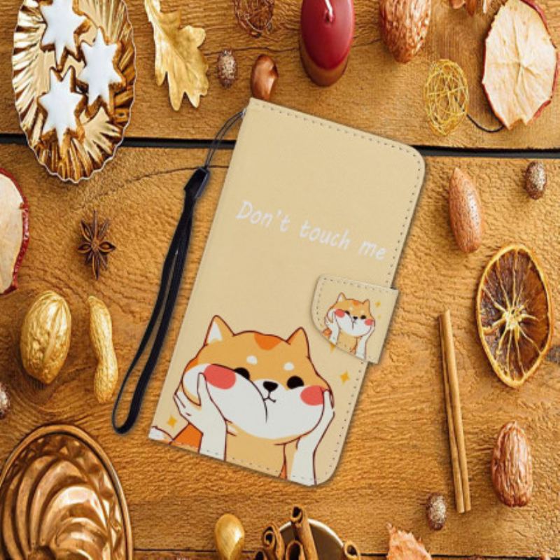 Capa Folio Para Xiaomi Mi Note 10 / 10 Pro De Cordão Gato Não Me Toque Com Alça