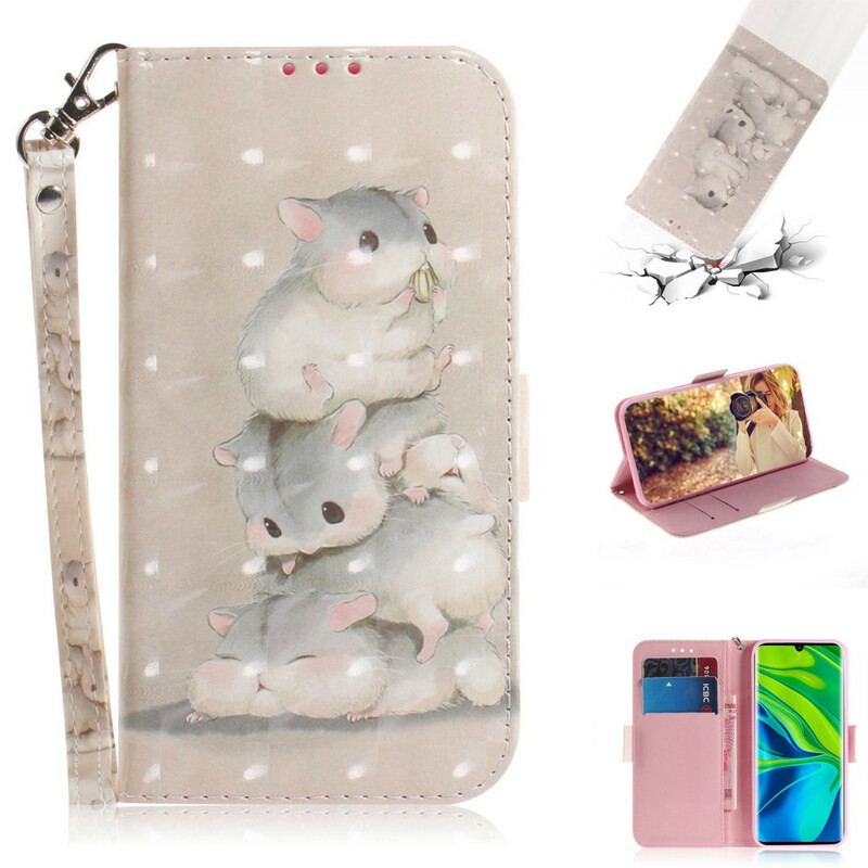 Capa Folio Para Xiaomi Mi Note 10 / 10 Pro De Cordão Hamsters Tanga