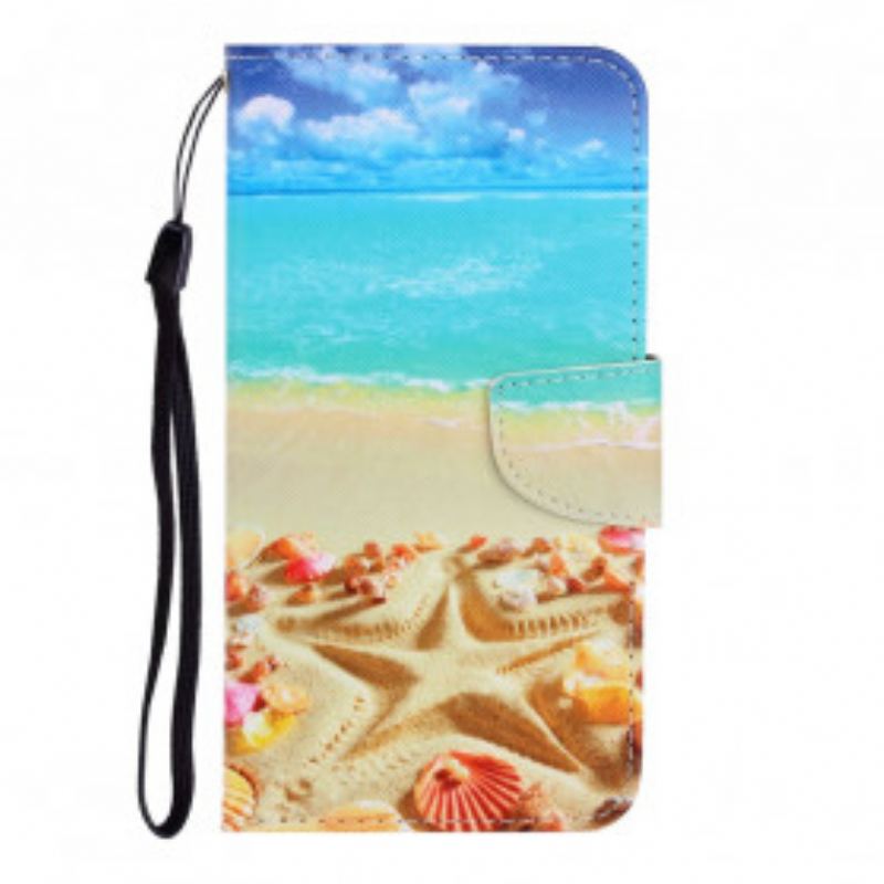 Capa Folio Para Xiaomi Mi Note 10 / 10 Pro De Cordão Praia Da Corda