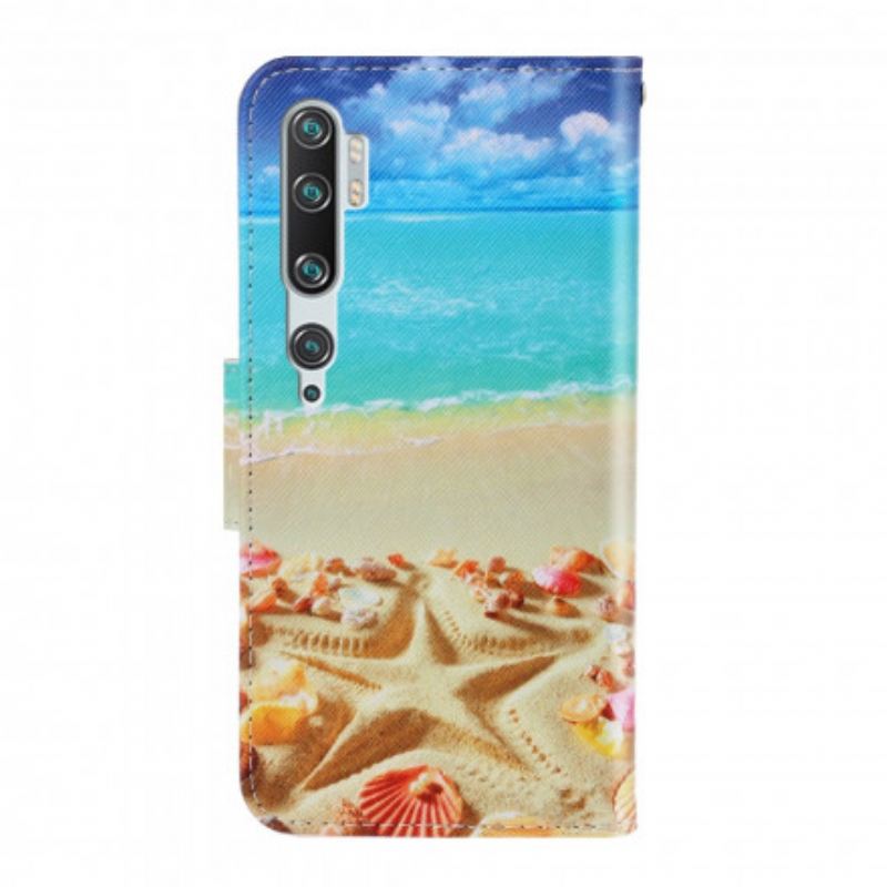 Capa Folio Para Xiaomi Mi Note 10 / 10 Pro De Cordão Praia Da Corda