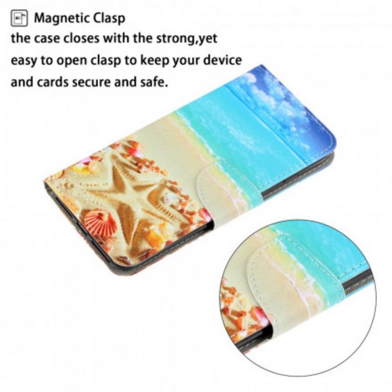 Capa Folio Para Xiaomi Mi Note 10 / 10 Pro De Cordão Praia Da Corda