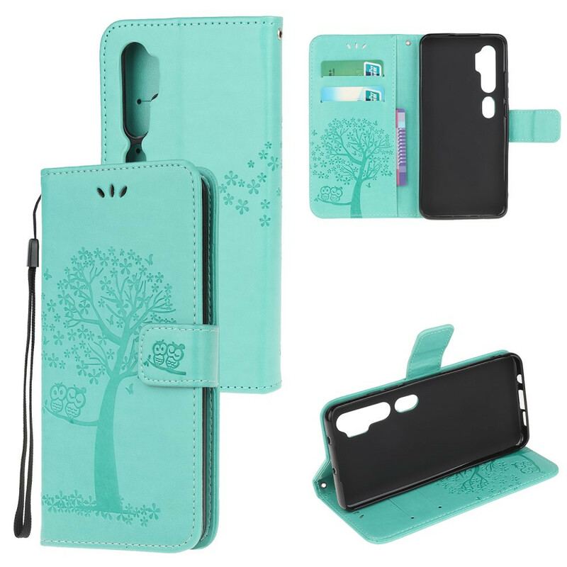 Capa Folio Para Xiaomi Mi Note 10 / 10 Pro De Cordão Tanga E Corujas