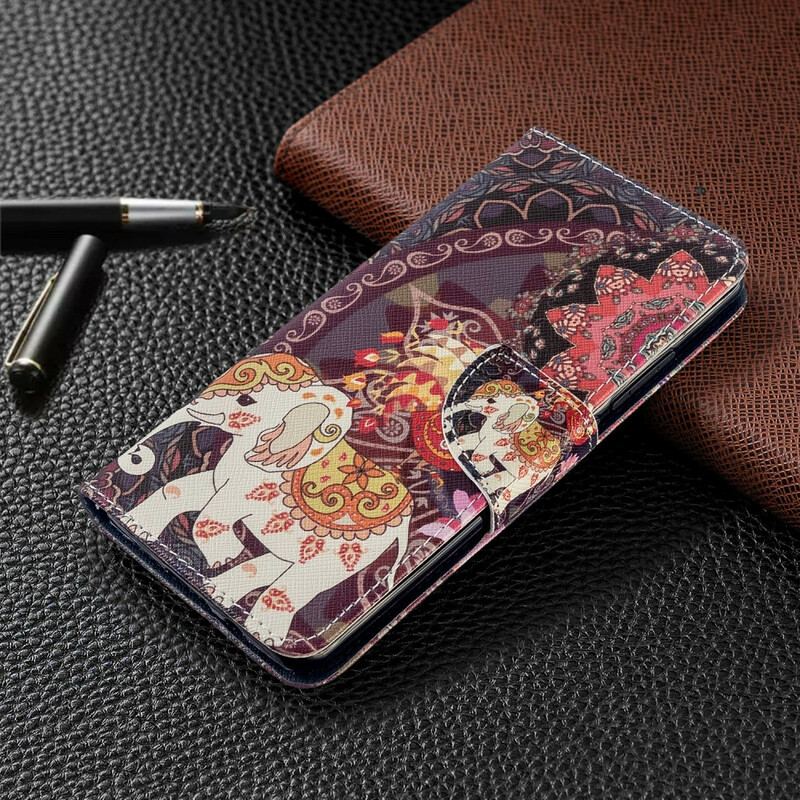 Capa Folio Para Xiaomi Mi Note 10 / 10 Pro Elefantes Indianos