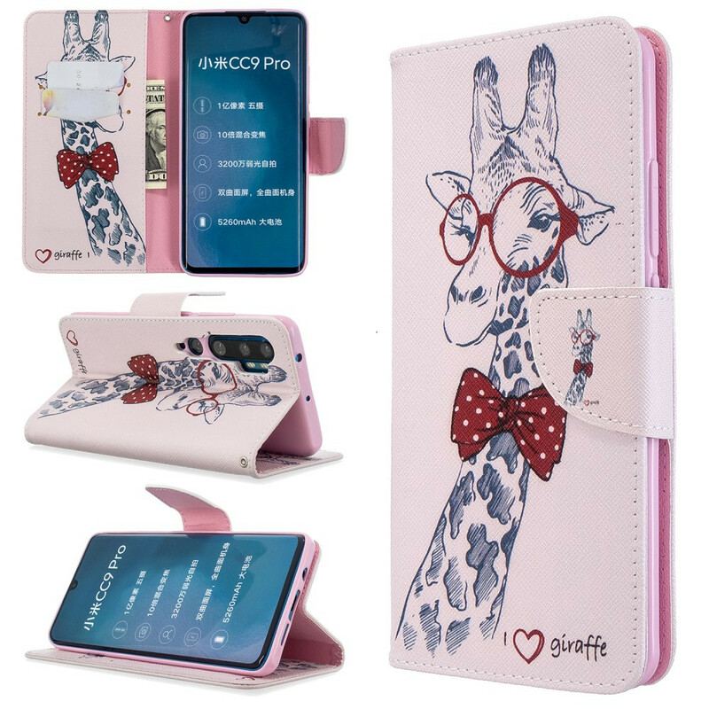 Capa Folio Para Xiaomi Mi Note 10 / 10 Pro Girafa Inteligente