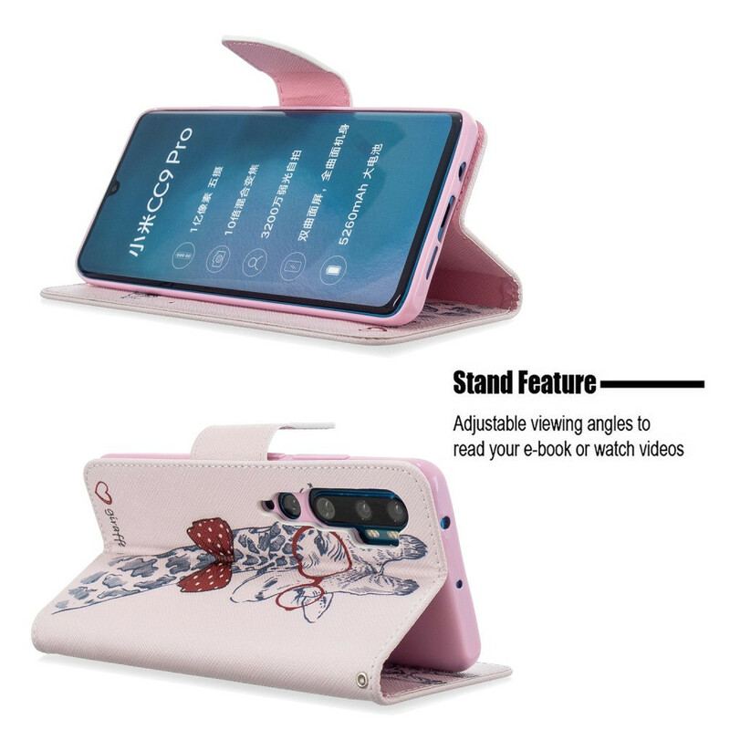 Capa Folio Para Xiaomi Mi Note 10 / 10 Pro Girafa Inteligente