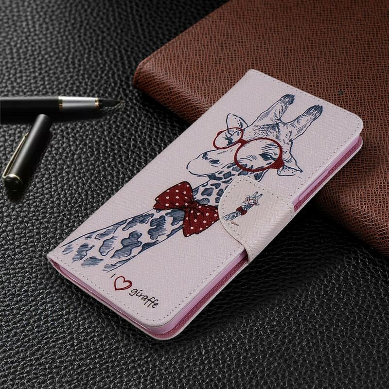 Capa Folio Para Xiaomi Mi Note 10 / 10 Pro Girafa Inteligente