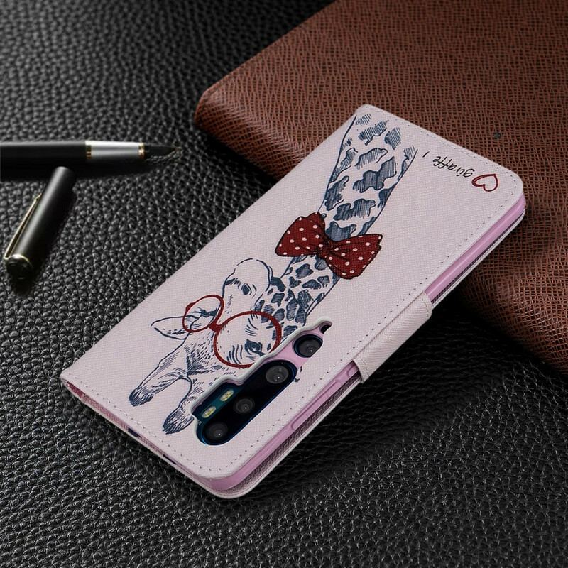 Capa Folio Para Xiaomi Mi Note 10 / 10 Pro Girafa Inteligente