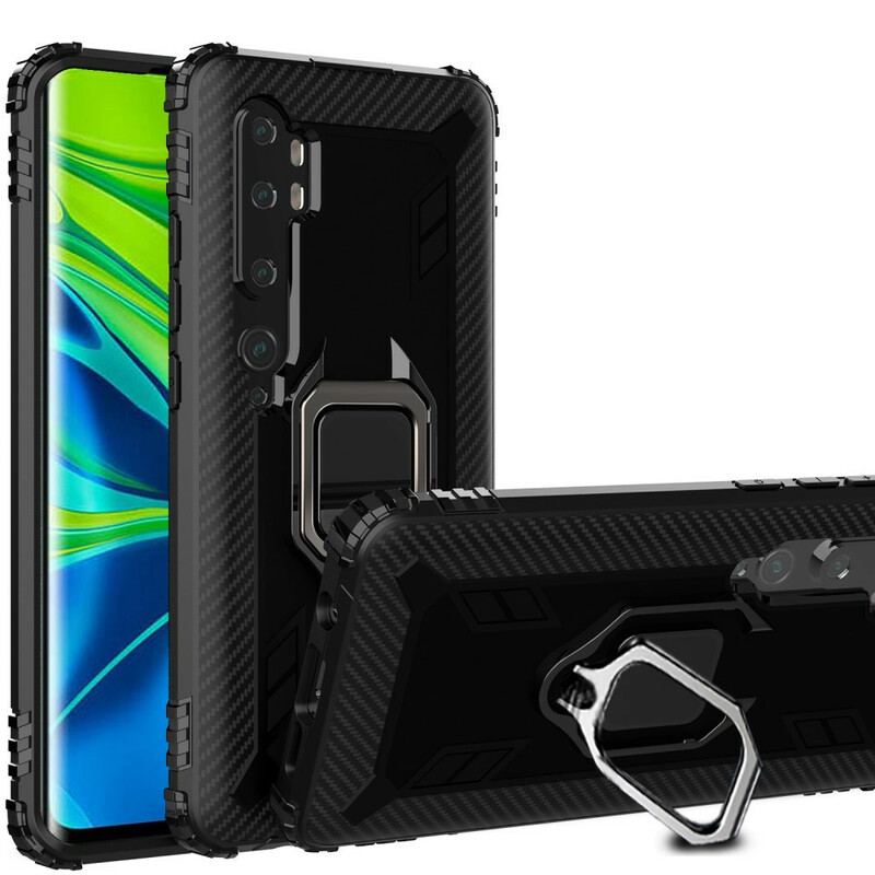 Capa Para Xiaomi Mi Note 10 / 10 Pro Anel E Fibra De Carbono