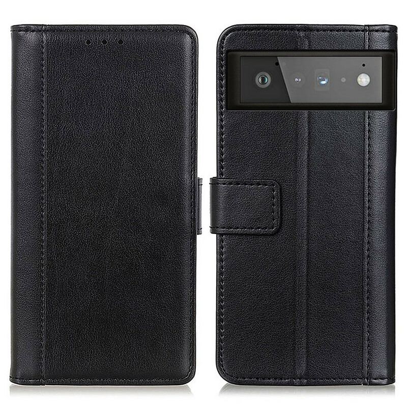 Capa De Celular Para Google Pixel 6 Flip Clássico Couro De Lichia Rachado