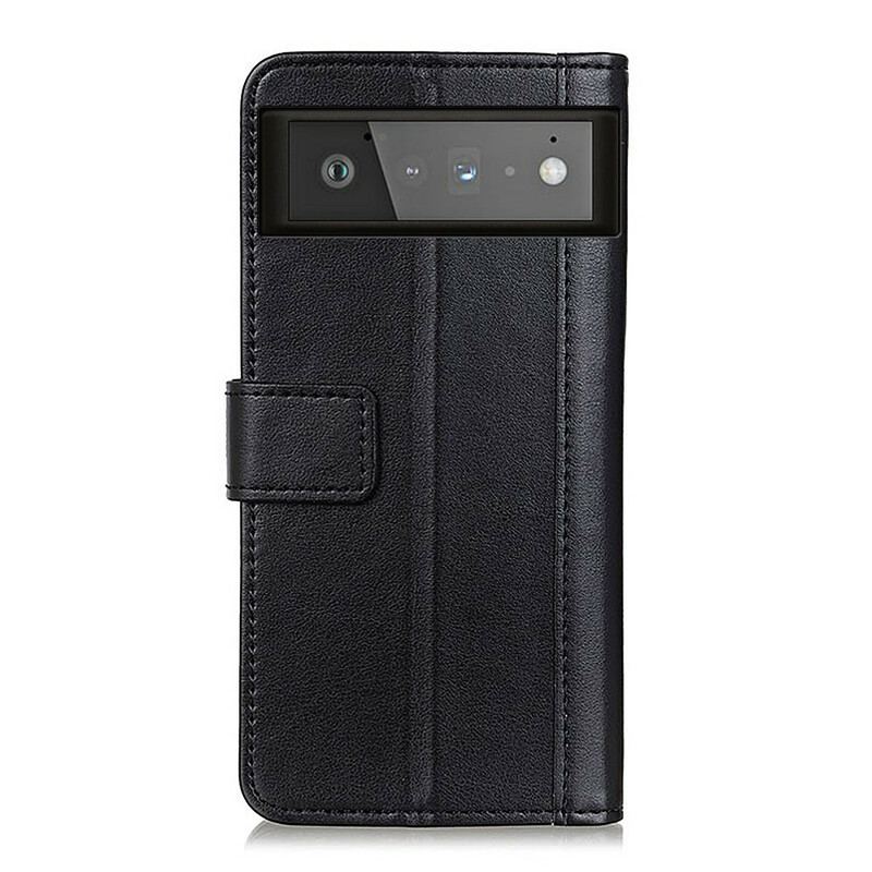 Capa De Celular Para Google Pixel 6 Flip Clássico Couro De Lichia Rachado