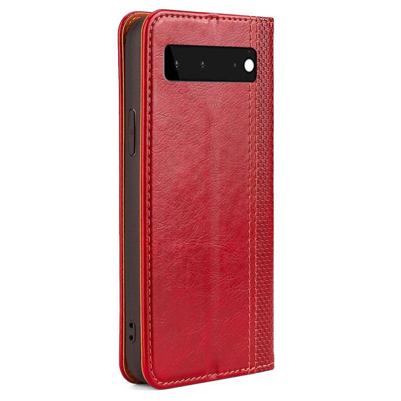 Capa De Celular Para Google Pixel 6 Flip Costura De Couro Rachado De Lichia