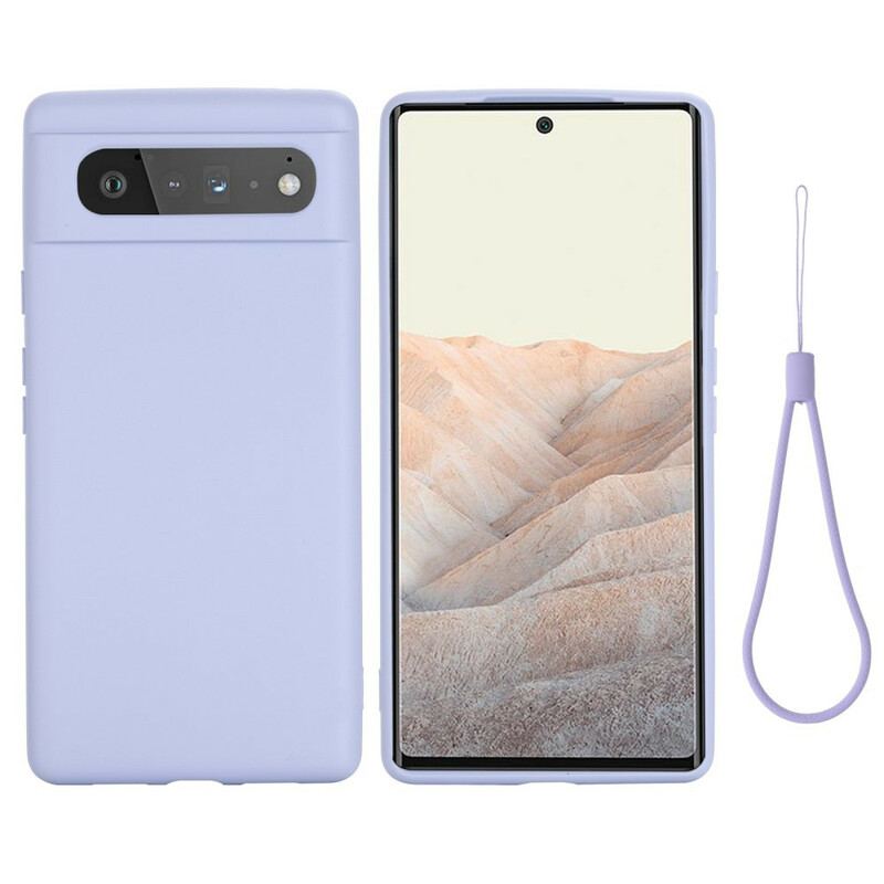 Capa De Celular Para Google Pixel 6 Silicone Líquido Com Cordão