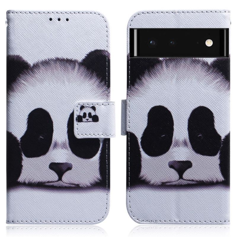 Capa De Couro Para Google Pixel 6 Cara De Panda