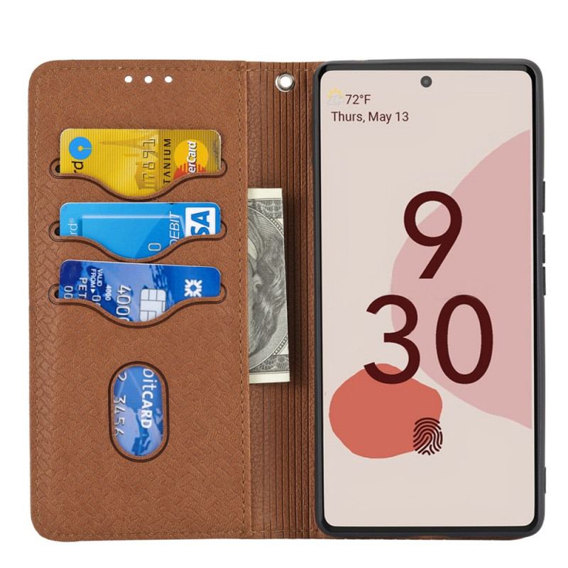 Capa De Couro Para Google Pixel 6 De Cordão Estilo De Couro Trançado Com Tiras