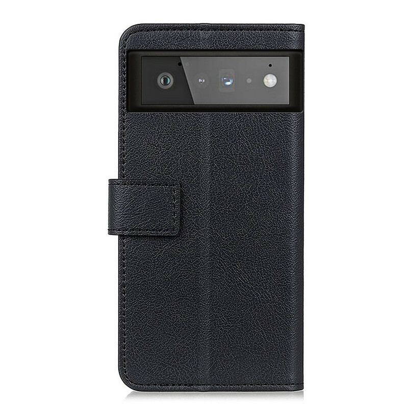 Capa De Couro Para Google Pixel 6 Efeito Couro Brilhante Simples