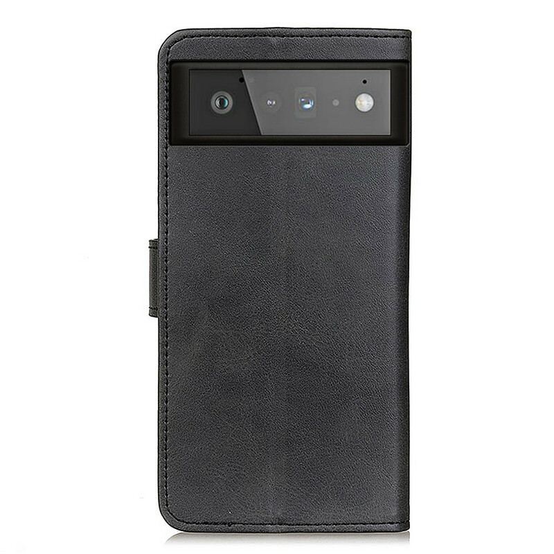 Capa De Couro Para Google Pixel 6 Efeito De Couro Fosco Retrô